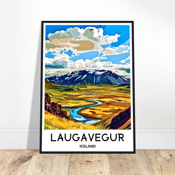 Laugavegur Travel Print Poster Icelandic Art Iceland Lover Gift Wall Hanging Home Office Decor Illustration