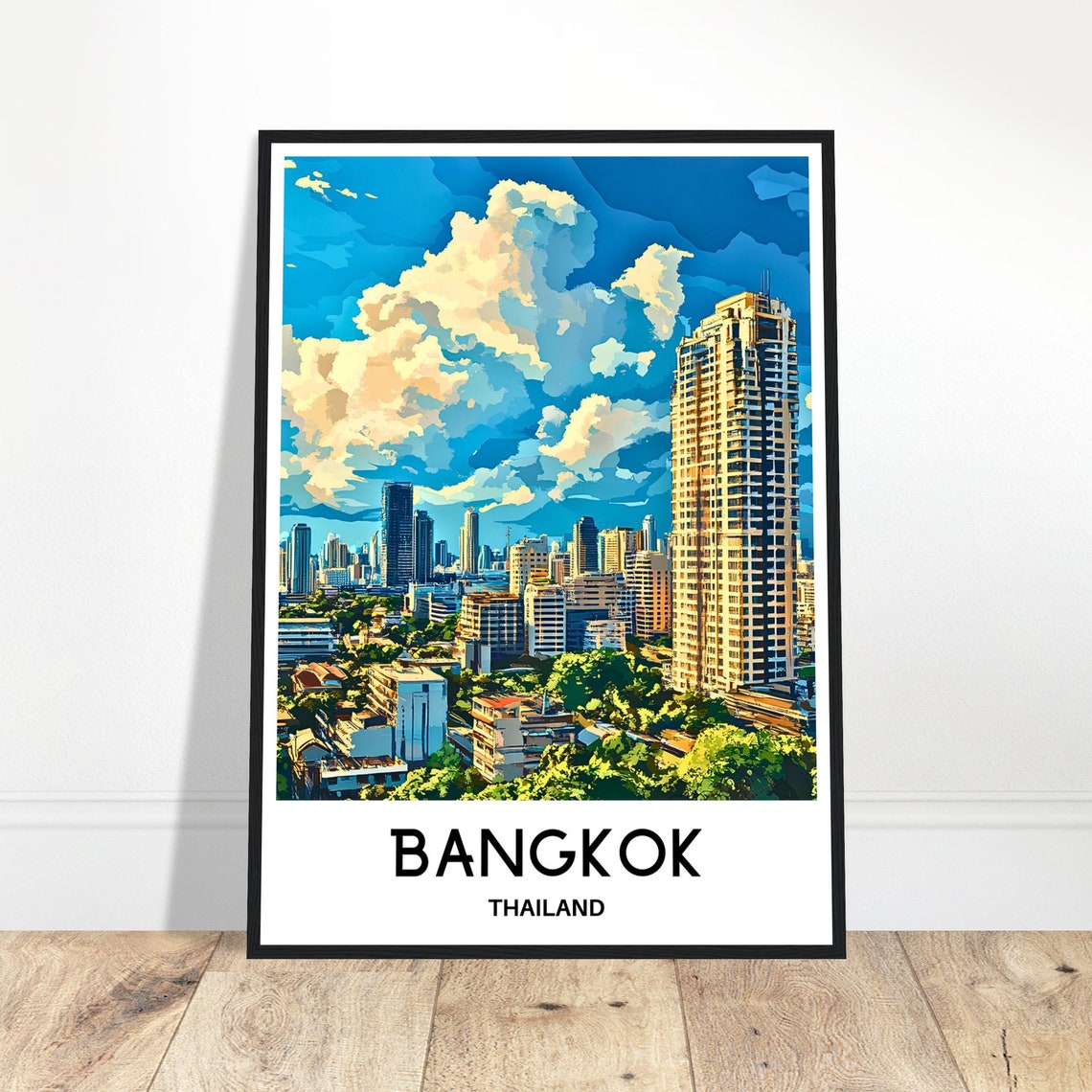 Bangkok Thailand Modern Skyline Daytime Cityscape Travel Poster