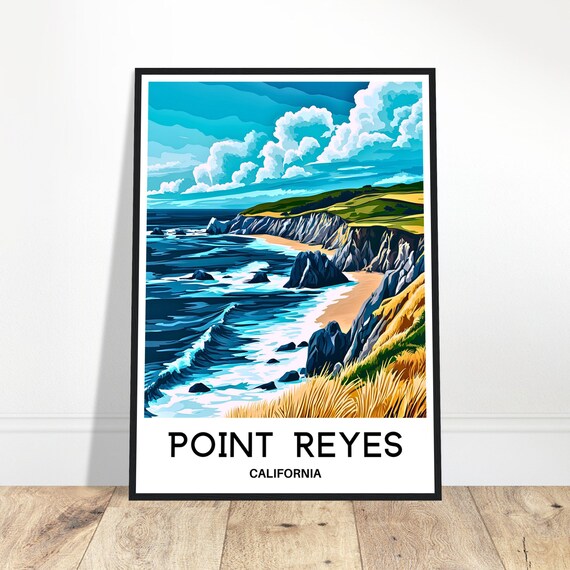 Point Reyes Travel Print Poster Art Lover Gift Wall Hanging Home Office Desk Decor Illustration