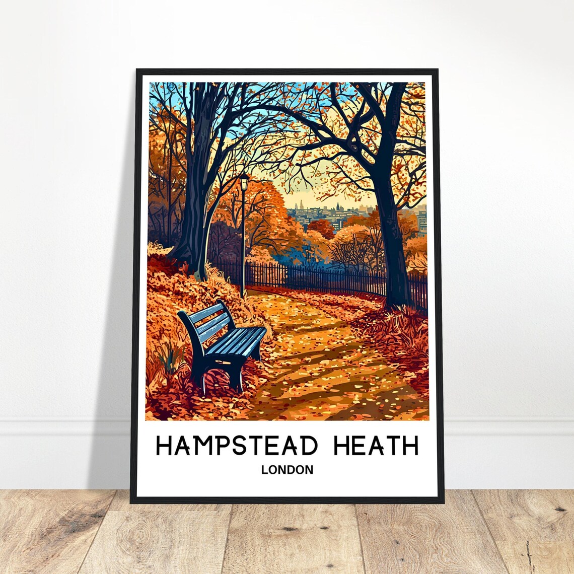 Hampstead Heath London Autumn Park Travel Illustration Poster