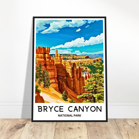 Bryce Canyon National Park Red Rock Hoodoos Vintage Travel Poster