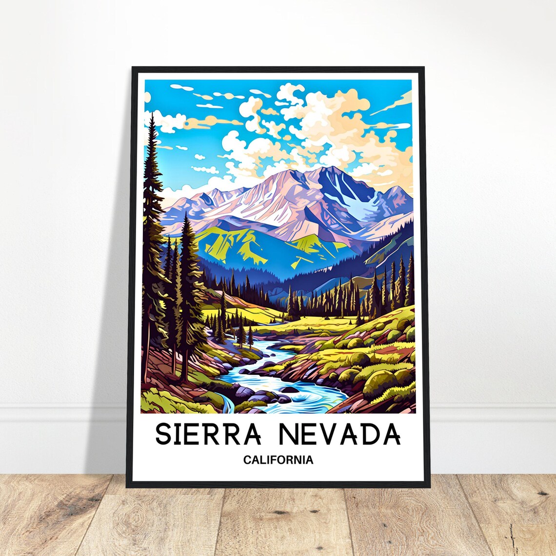 Sierra Nevada Travel Print Poster Art Lover Gift Wall Hanging Illustration Home Decor