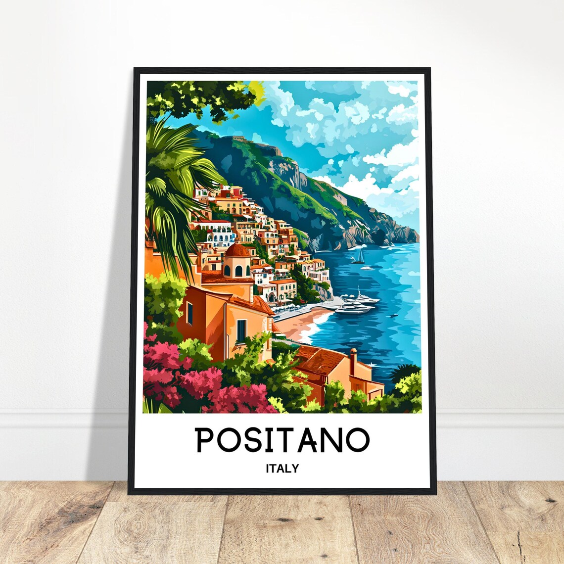 Positano Italy Amalfi Coast Cliffside Village Sea View Poster