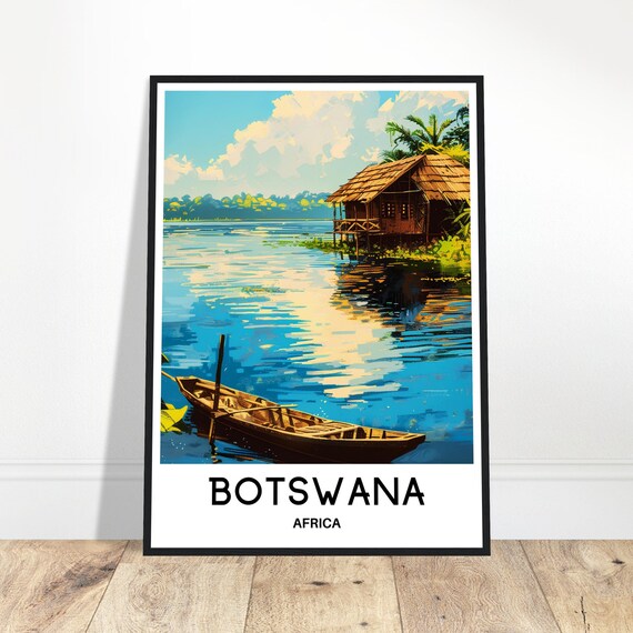 Botswana Travel Print Botswana Poster African Art Print Africa Lover Gift Wall Hanging Art Home Office Decor Botswana Illustration