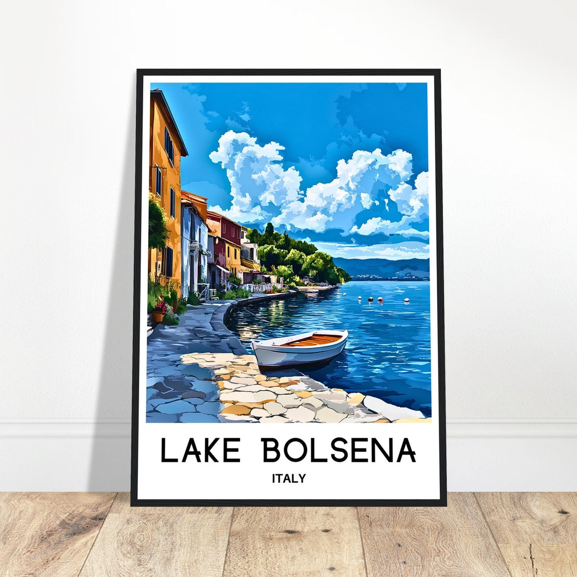 Lake Bolsena Travel Print Lake Bolsena Poster Italian Art Print Italy Lover Gift Italy Wall Hanging Art Home Decor Lake Bolsena Illustration