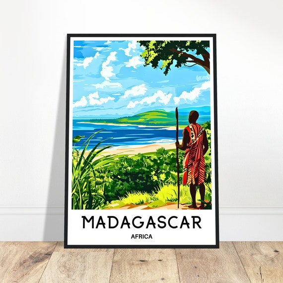 Madagascar Travel Print Poster African Art Africa Lover Gift Wall Hanging Illustration Home Office Desk Room Decor