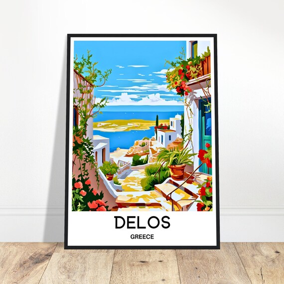 Delos Travel Print Poster Greek Art Greece Lover Gift Wall Hanging Home Office Decor Island Illustration