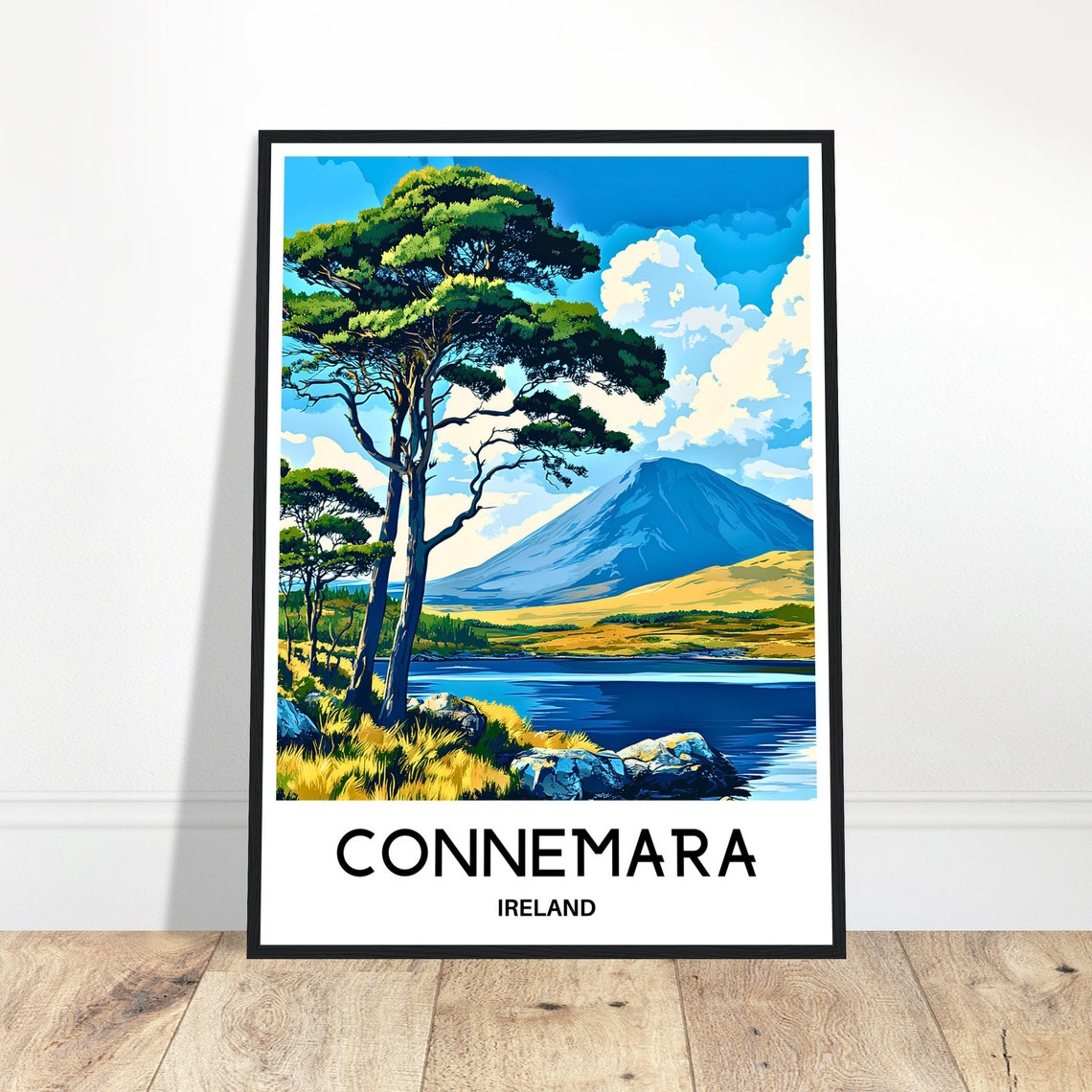 Connemara Ireland Pine Tree Lake Mountain Wild Landscape Poster