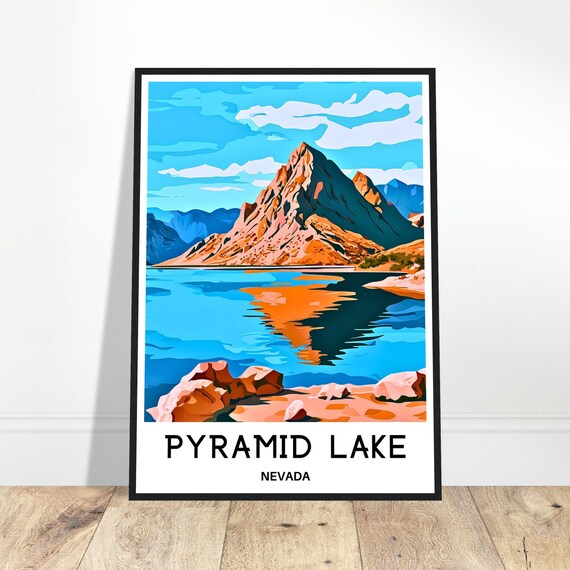 Pyramid Lake Nevada Desert Mountain Reflection Travel Poster