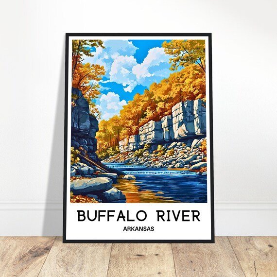 Buffalo River Travel Print Poster Art Arkansas Lover Gift Wall Hanging Illustration Home Office Desk Decor