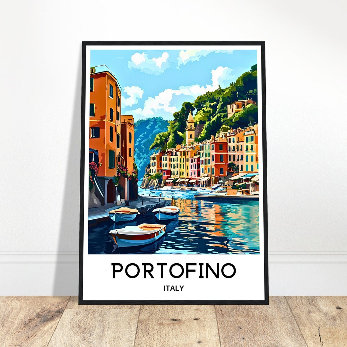 Portofino Travel Print Portofino Poster Italian Art Print Italy Lover Gift Wall Hanging Art Home Office Desk Decor Positano Illustration