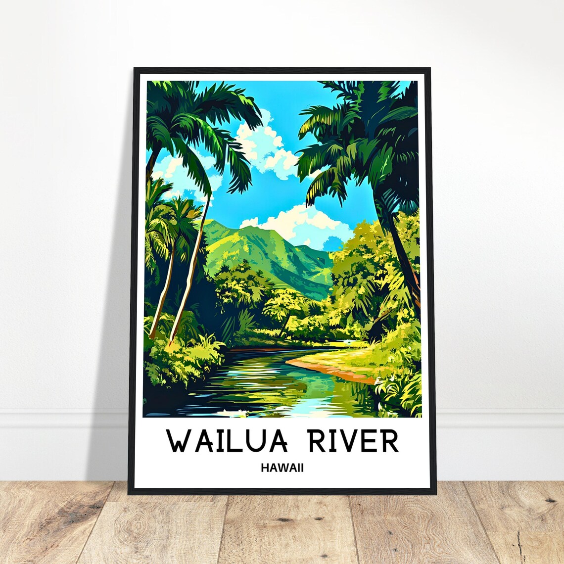 Wailua River Hawaii Travel Poster Tropical Palm Jungle River