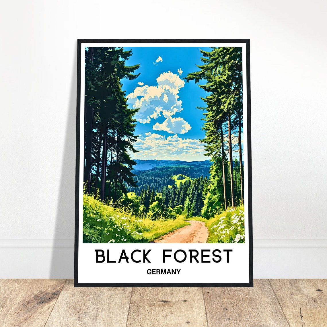Black Forest Germany Pine Forest Trail in Summer Travel Poster