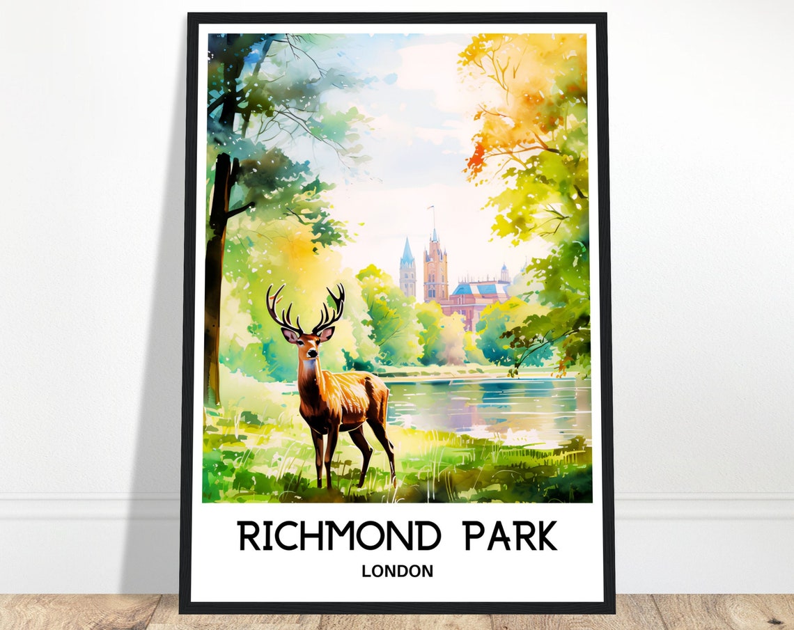 Richmond Park Watercolor Print London Travel Poster English Art Print England Lover Gift Richmond Park Watercolour Painting Illustration