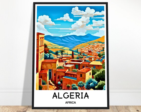 Algeria Travel Print Algeria Poster African Art Print Africa Lover Gift Wall Hanging Art Home Office Desk Decor Algeria Illustration