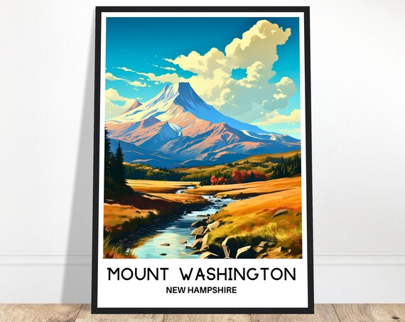 Mount Washington New Hampshire Mountain Peak Travel Poster Scene