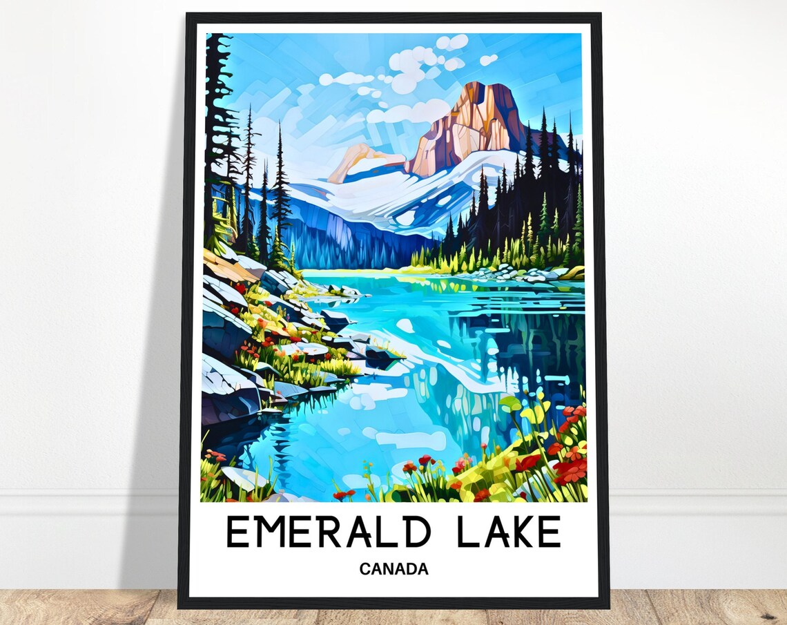 Emerald Lake Canada Turquoise Rocky Mountain Peak Summer Poster