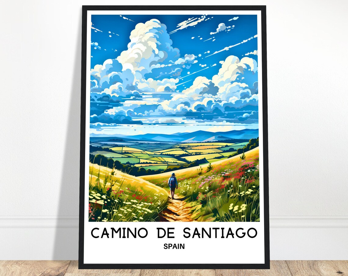 Camino De Santiago Travel Poster, Spain Travel Art