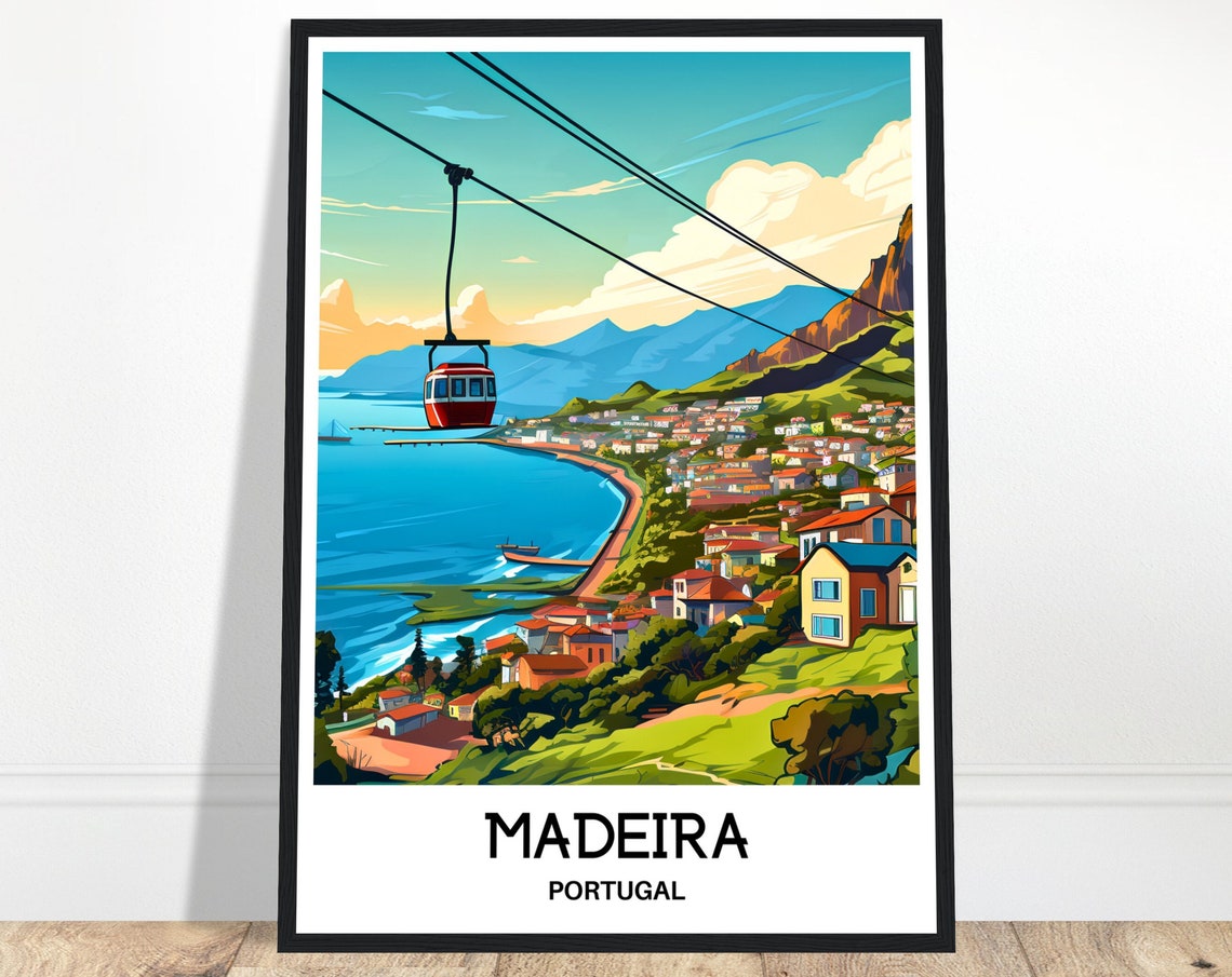 Madeira Travel Print Portugal Poster Portuguese Art Print Madeira Lover Gift Portugal Wall Hanging Art Madeira Island Home Office Decor