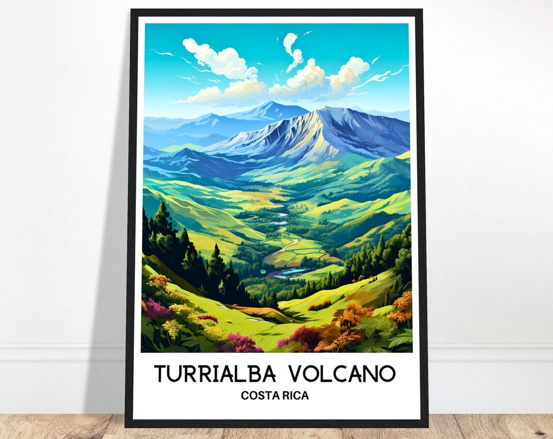 Turrialba Volcano Costa Rica Lush Green Valley Landscape Poster