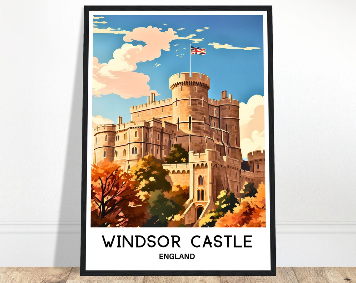 Windsor Castle Travel Poster, Berkshire England Art