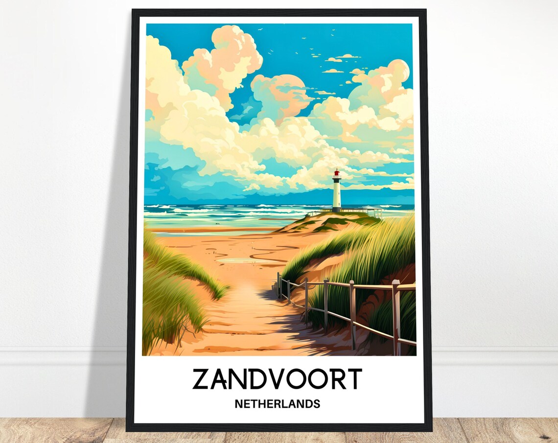 Zandvoort Travel Print Zandvoort Poster Dutch Art Print Netherlands Lover Gift Italy Wall Hanging Art Home Decor Zandvoort Illustration