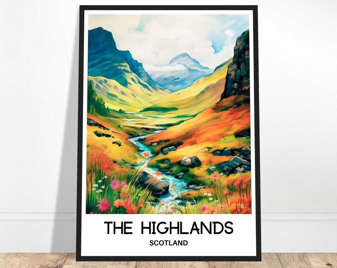 The Highlands Watercolor Print Highlands Travel Poster Scottish Art Print Scotland Lover Gift Highlands Watercolour Painting Illustration