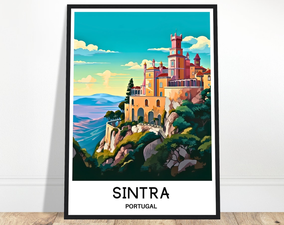 Sintra Portugal Pena Palace Hilltop Castle Fairytale Travel Poster