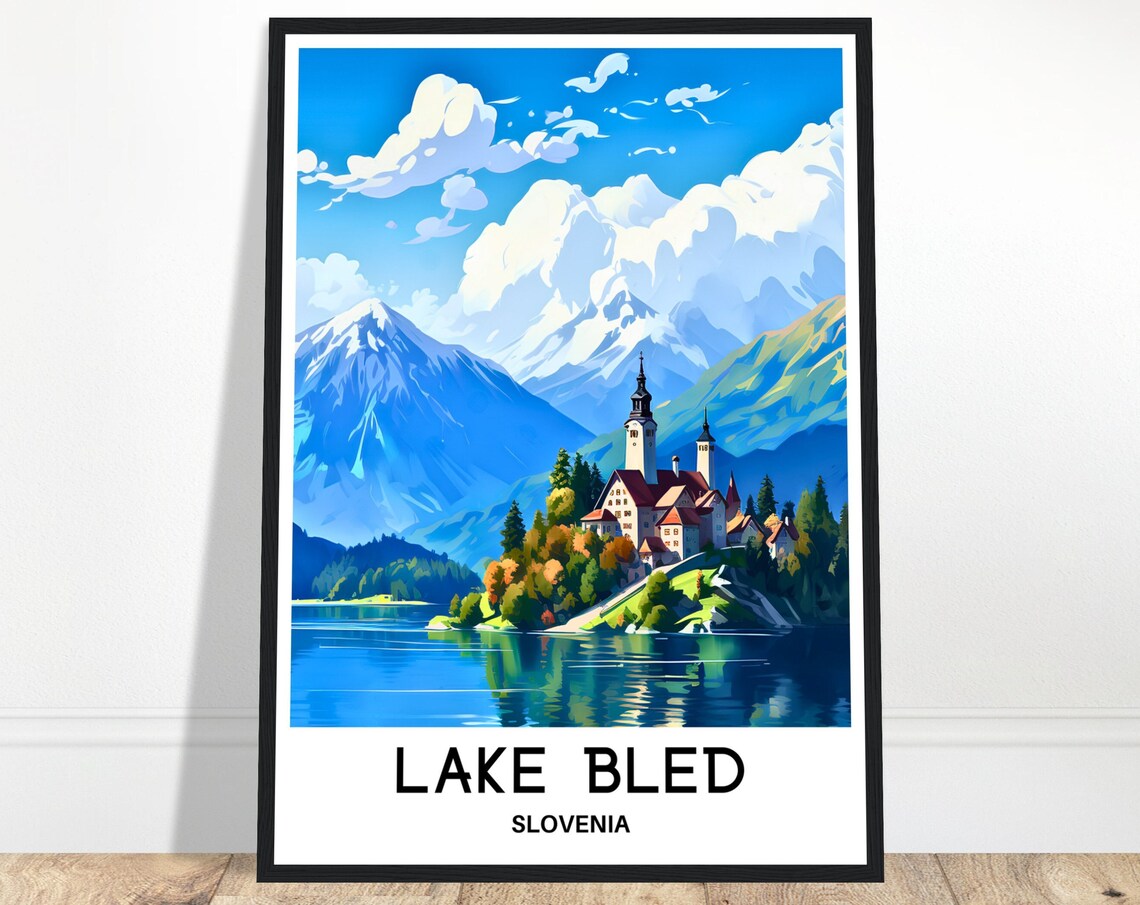 Lake Bled Slovenia Island Church Alpine View Travel Art Poster