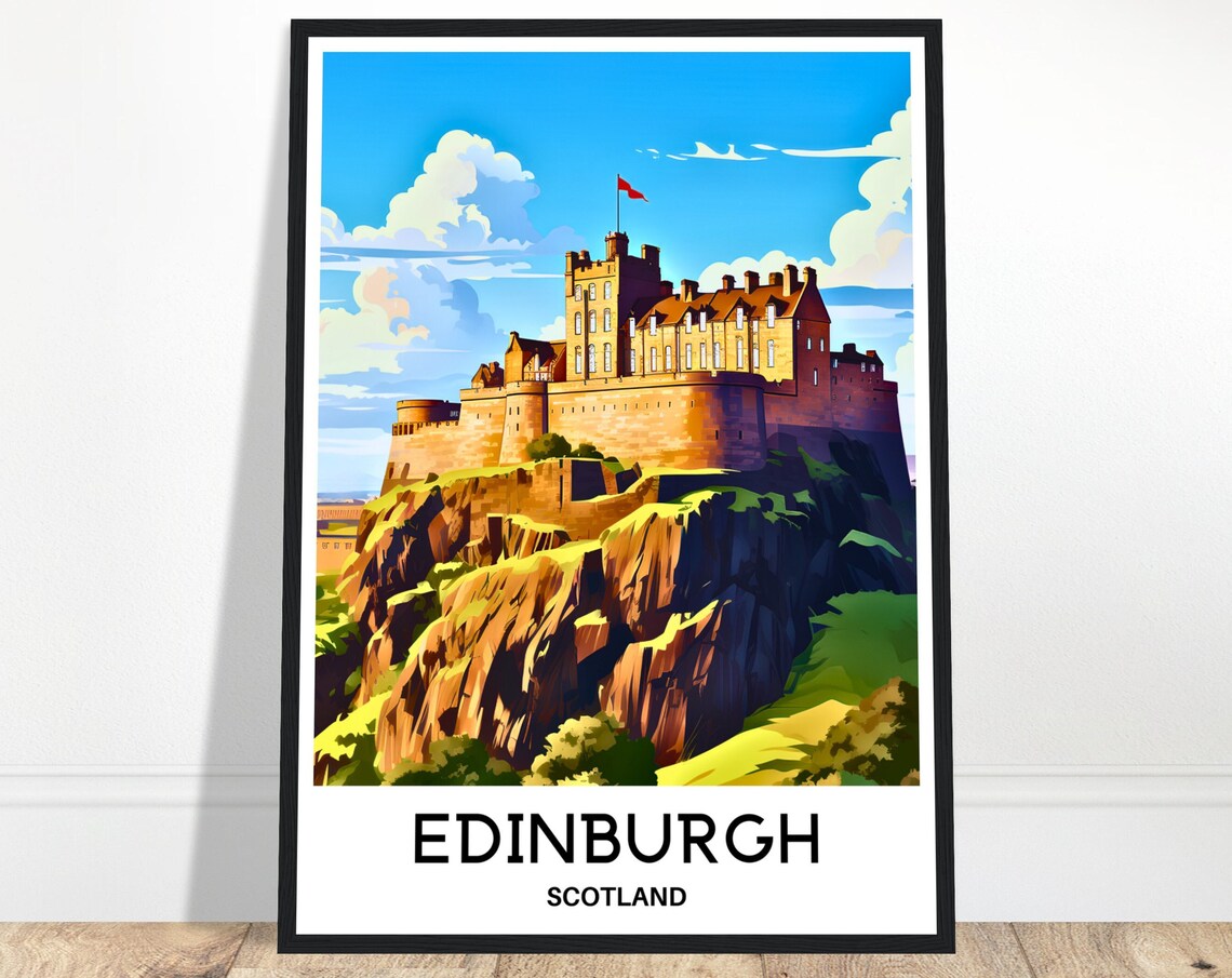 Edinburgh Castle Scotland Vintage Travel Historic City Poster