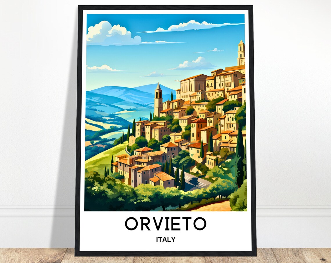 Orvieto Travel Print Orvieto Poster Italian Art Print Italy Lover Gift Wall Hanging Art Home Office Desk Decor Orvieto City Illustration