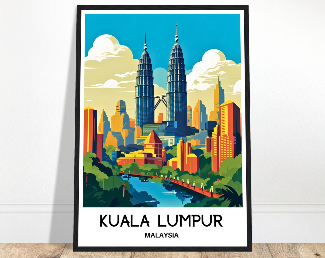 Kuala Lumpur Malaysia Petronas Towers Glowing City Skyline Poster