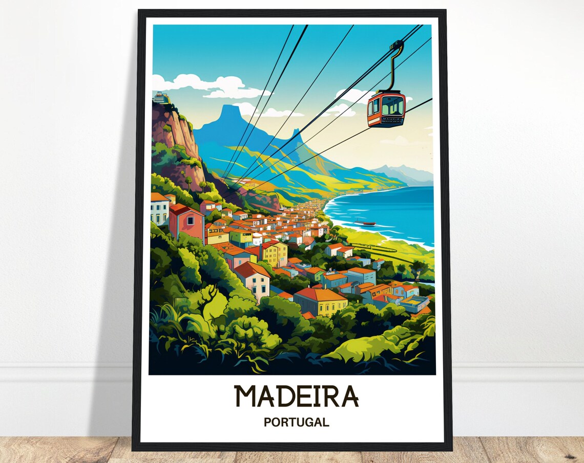 Madeira Travel Poster, Portuguese Home Office Decor