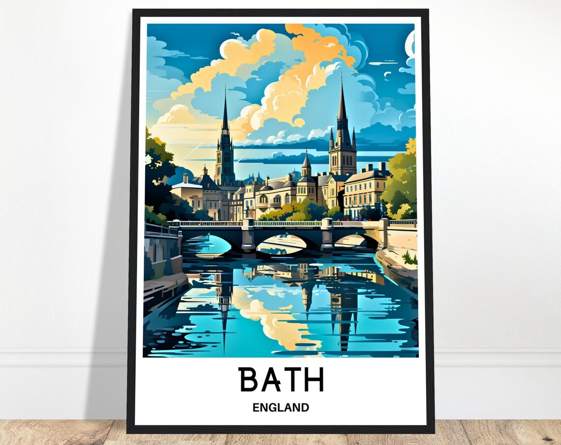 Bath England River Avon Georgian Cityscape Travel Art Poster