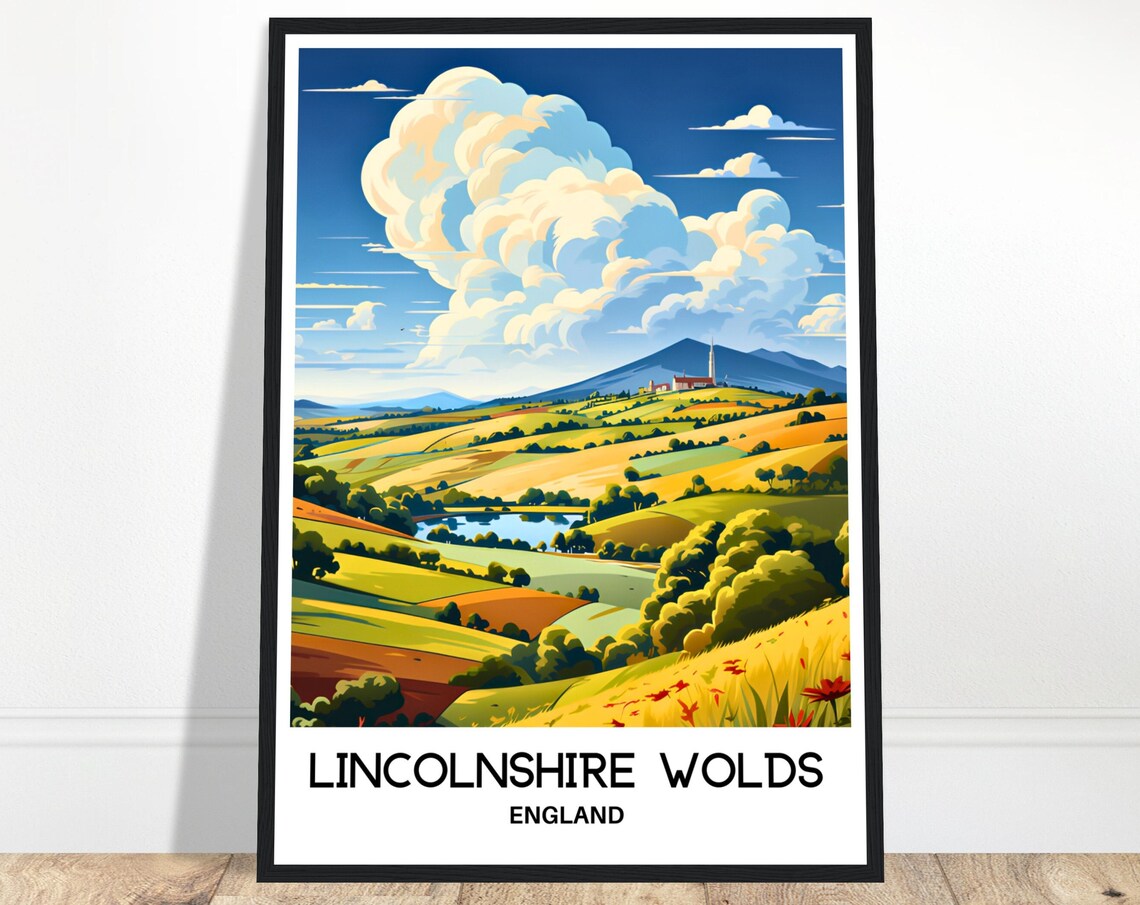 Lincolnshire Wolds Travel Print Lincolnshire Wolds Poster English Art Print England Lover Gift Wall Hanging Art Illustration Home Decor