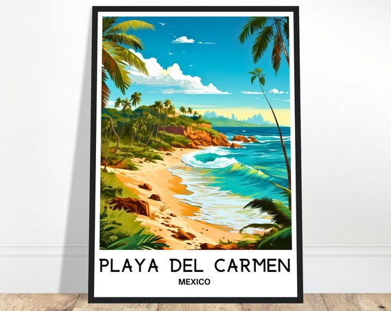 Playa Del Carmen Mexico Tropical Beach Paradise Travel Poster