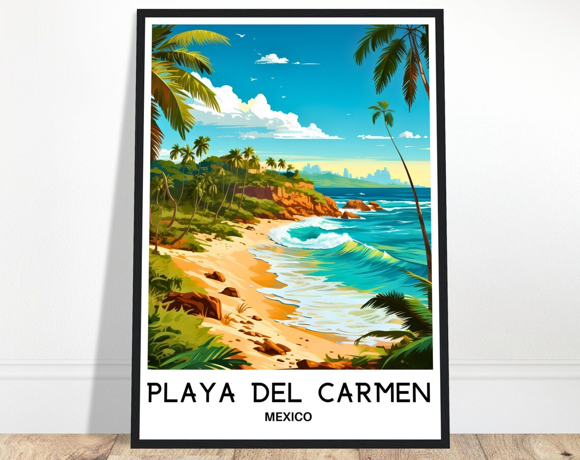 Playa Del Carmen Mexico Tropical Beach Paradise Travel Poster