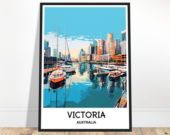 Victoria Travel Print Poster Australian Art Australia Lover Gift Wall Hanging Home Office Desk Decor Illustration
