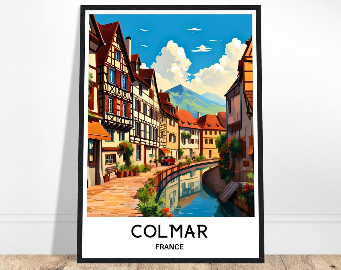 Colmar Travel Print Colmar Poster French Art Print France Lover Gift Wall Hanging Art Home Office Desk Decor Colmar City Illustration