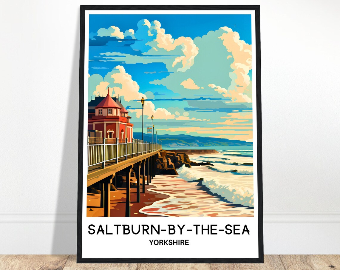 Saltburn By The Sea Yorkshire Pier Seaside Resort Travel Poster