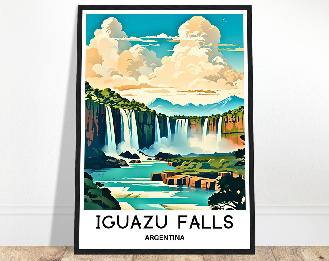 Iguazu Falls Argentina Waterfall Cascades Jungle Travel Art Poster