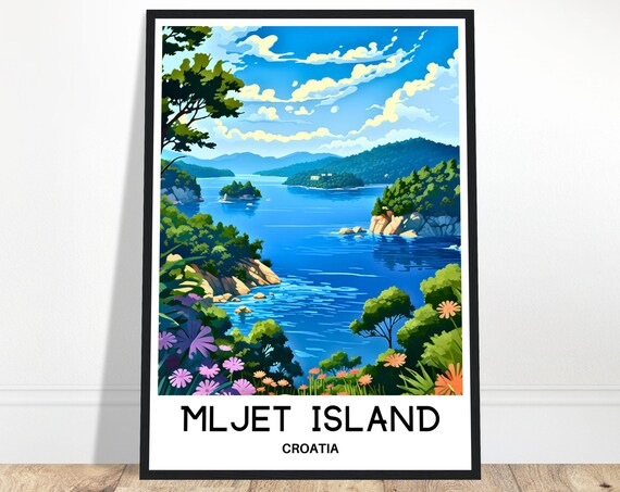 Mljet Travel Print Island Poster Croatian Art Croatia Lover Gift Wall Hanging Home Office Decor Illustration