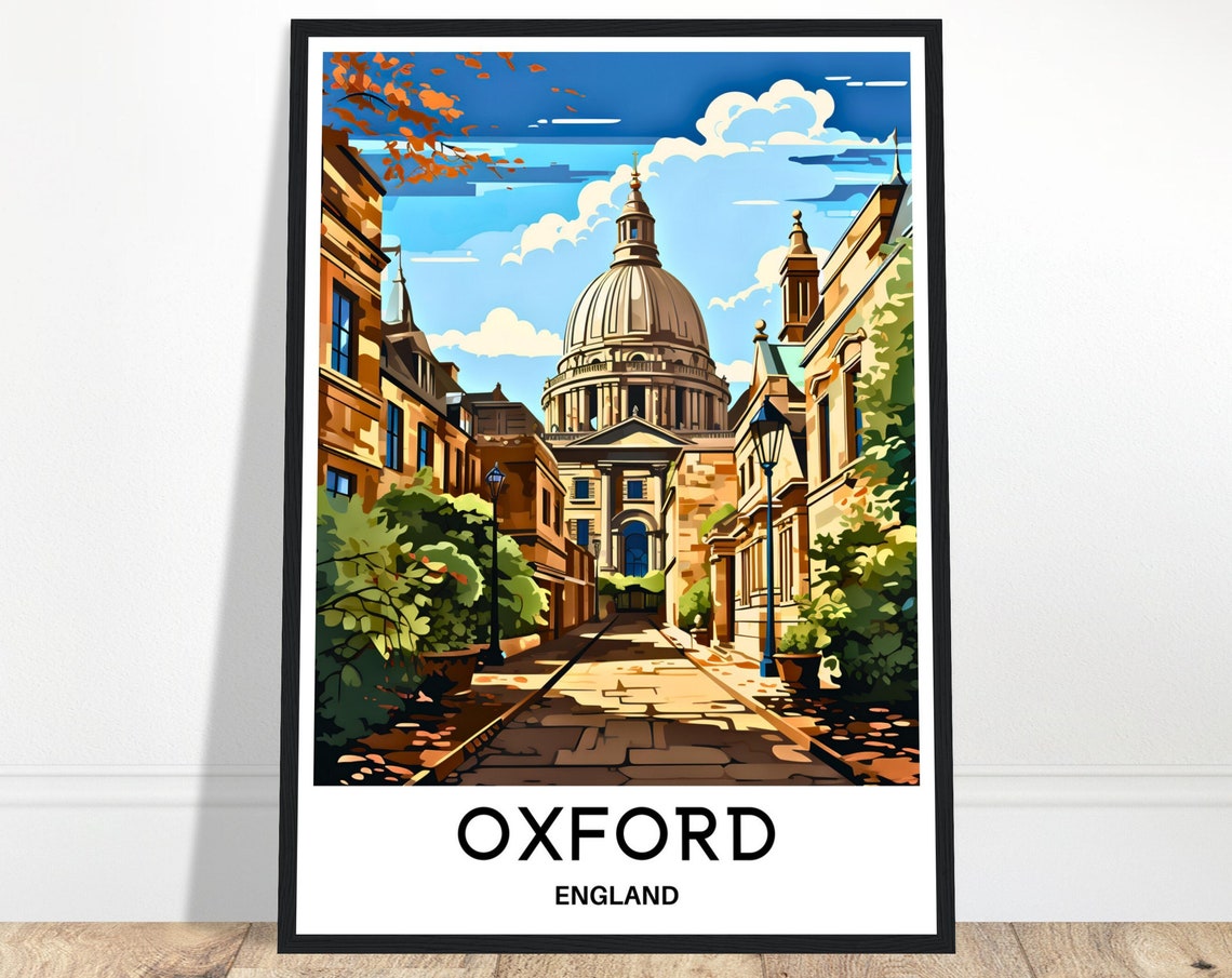 Oxford Travel Print Oxford Poster English Art Print England Lover Gift Wall Hanging Art Home Office Desk Decor Oxford City Illustration