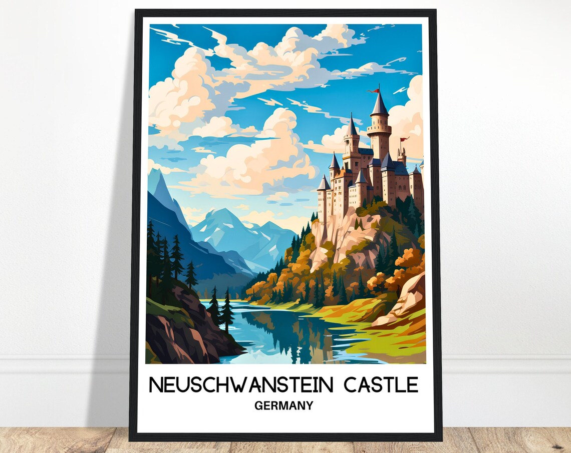 Neuschwanstein Castle Germany Fairytale Lake Alpine Travel Poster