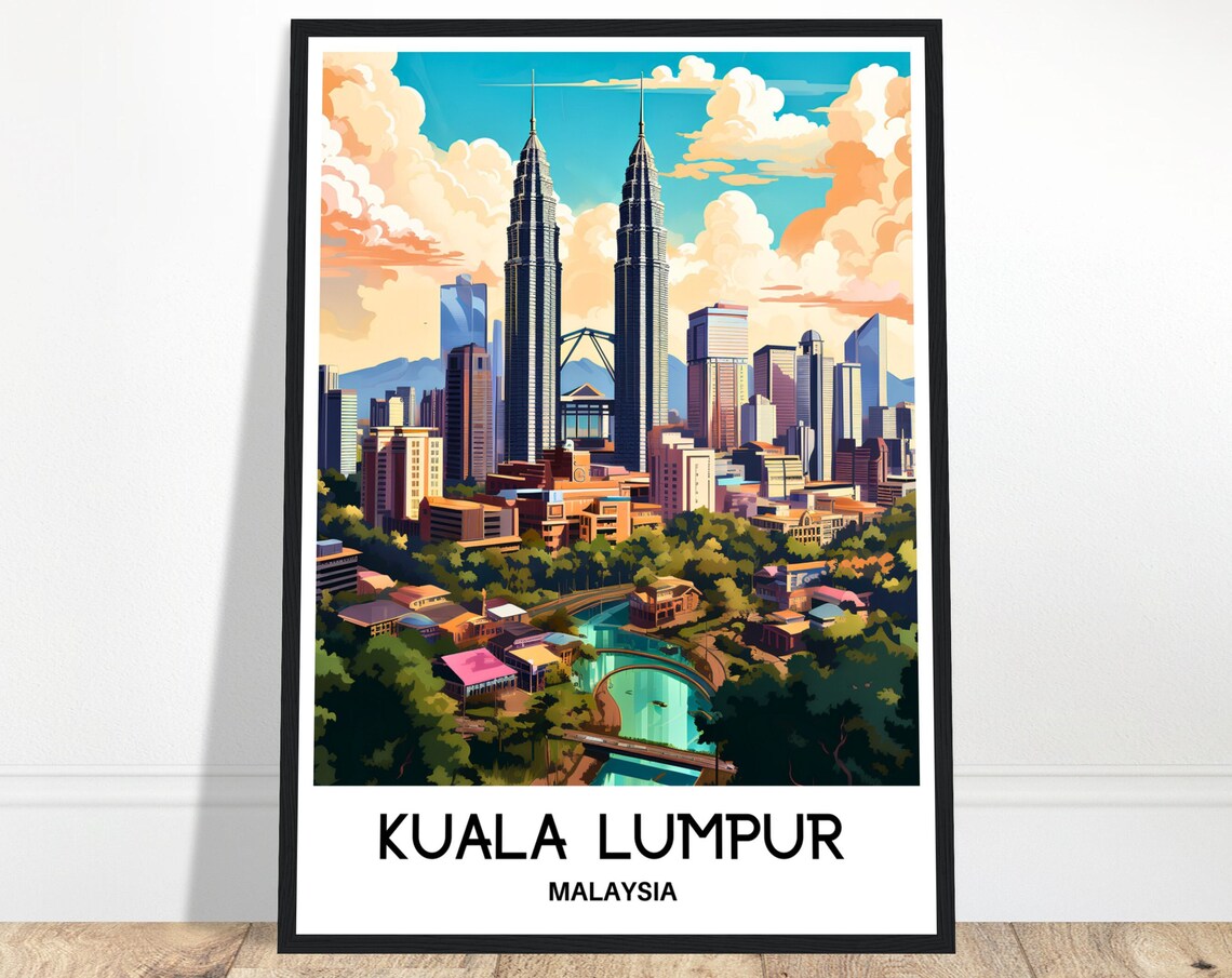Kuala Lumpur Malaysia Petronas Towers City Skyline Travel Poster