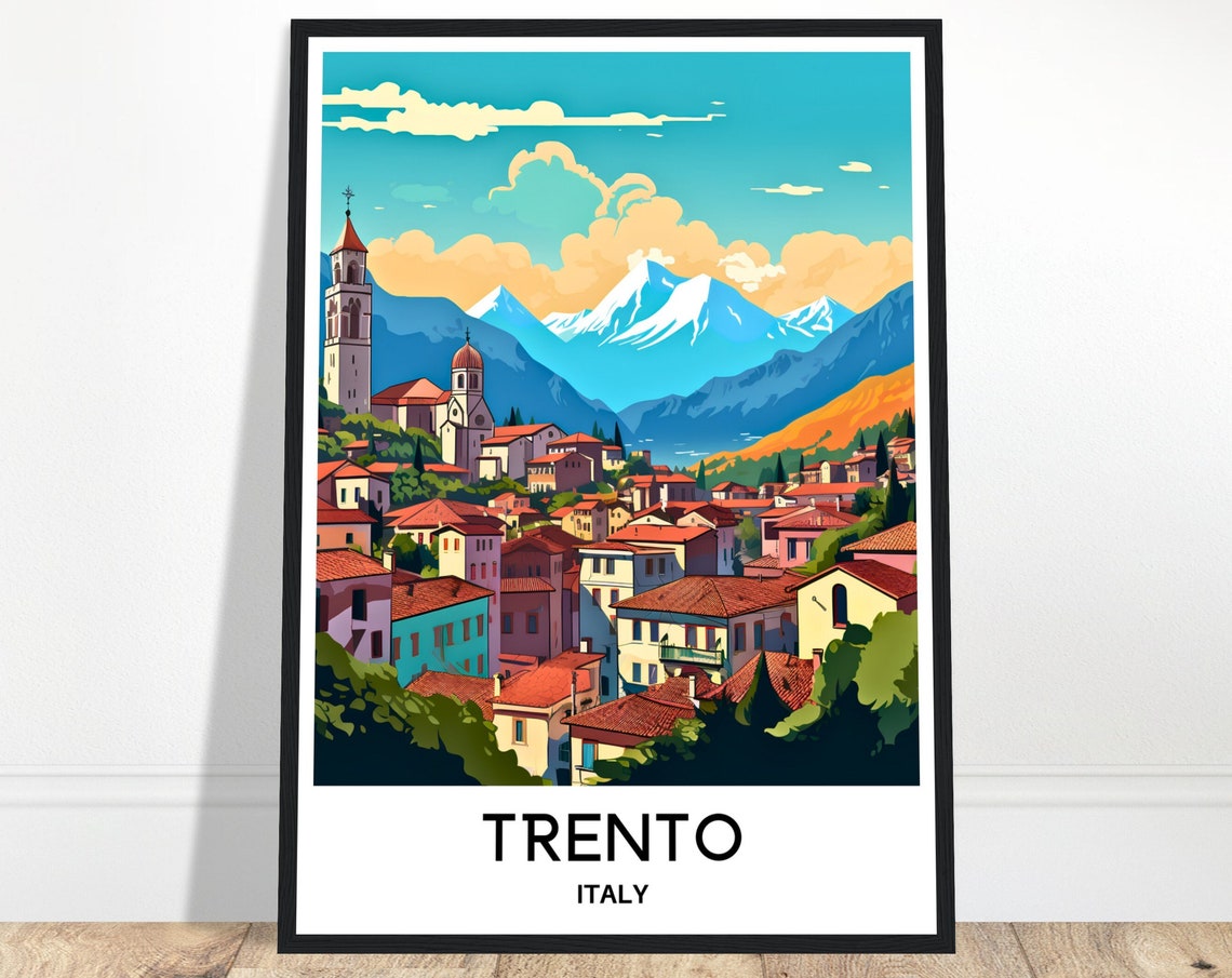Trento Travel Print Trento Poster Italian Art Print Italy Lover Gift Italy Wall Hanging Art Home Office Decor Trento City Illustration