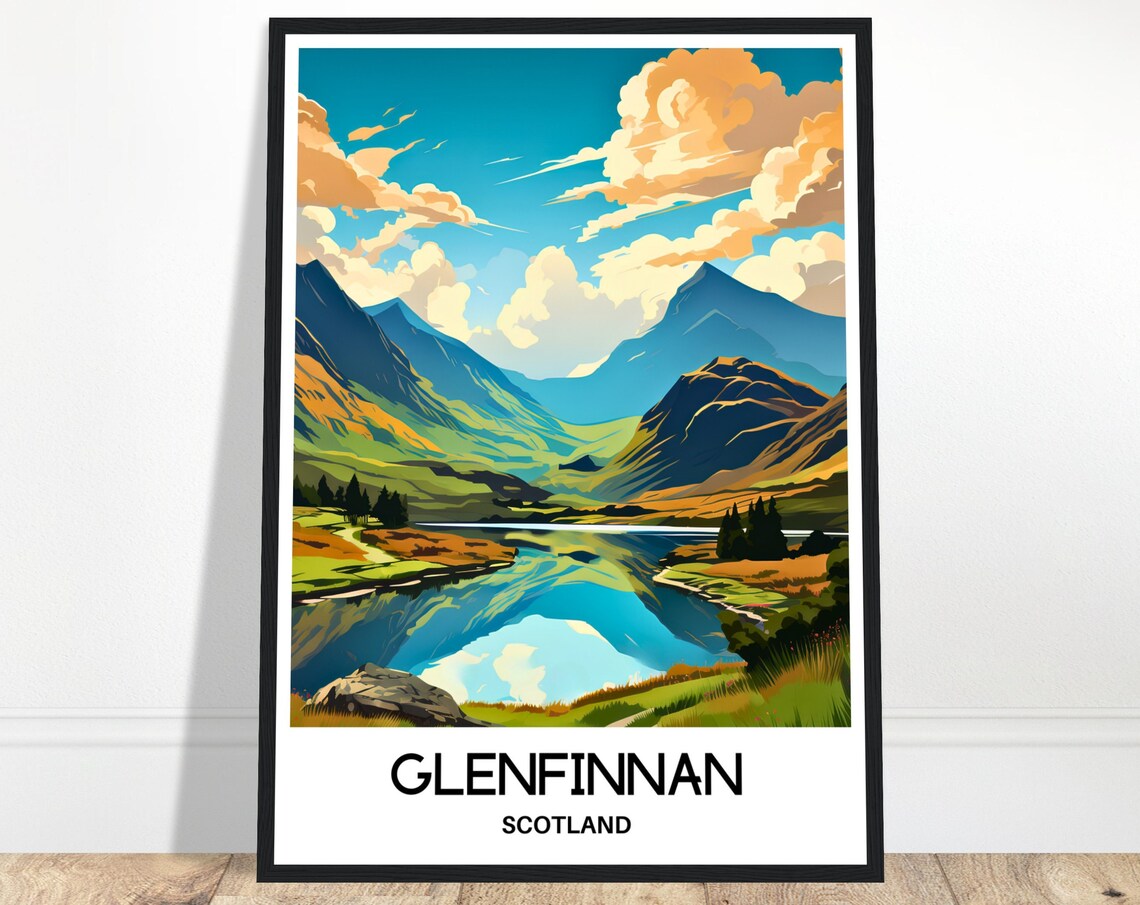 Glenfinnan Scotland Mountain Lake Perfect Reflection Sunset Poster