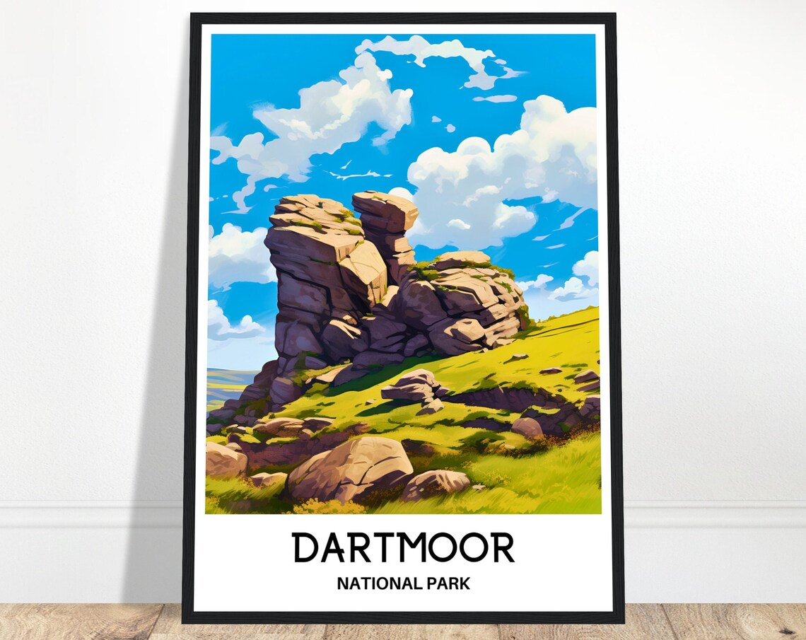 Dartmoor National Park Granite Tor Wild Moorland Travel Poster
