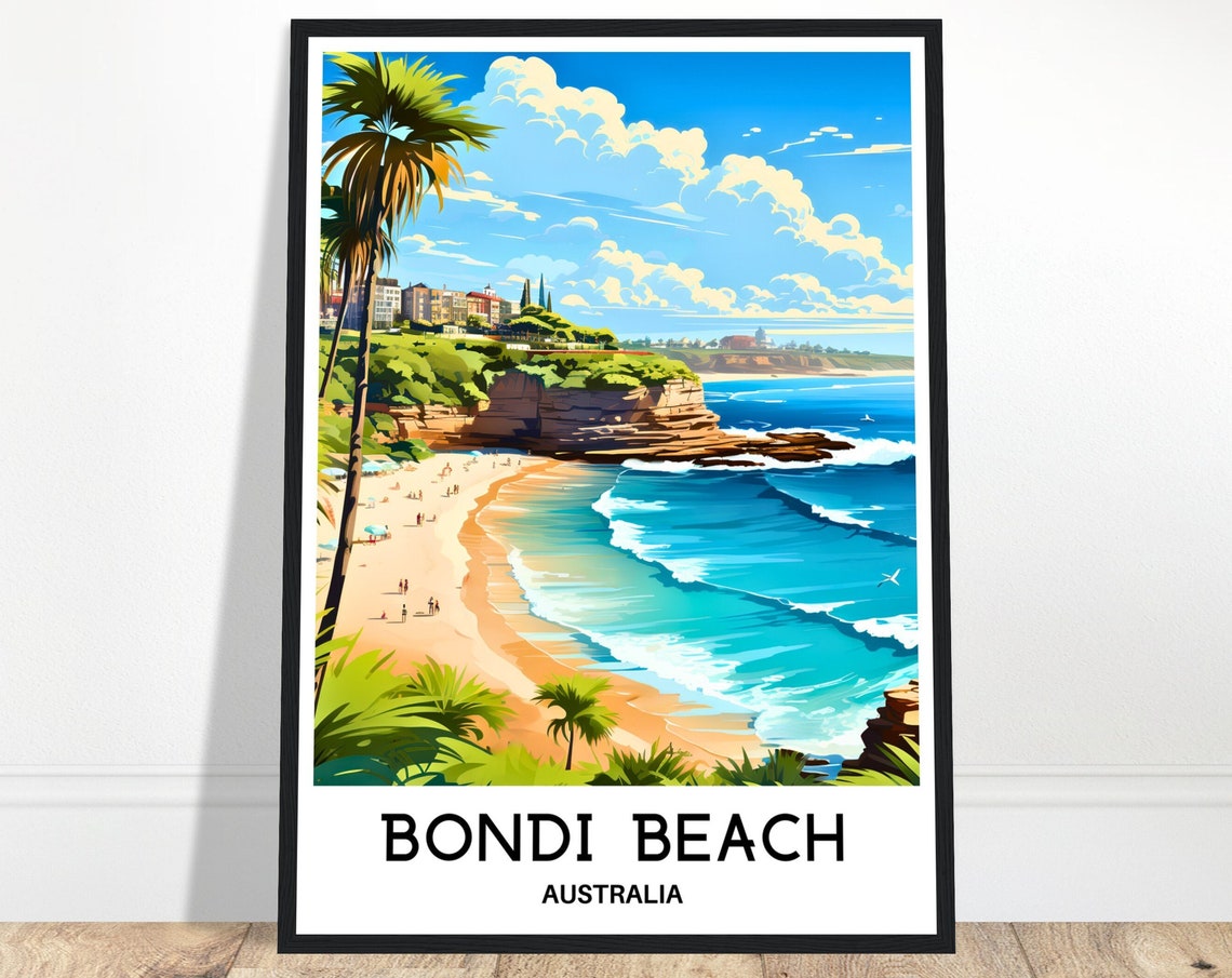 Bondi Beach Travel Print Poster Australian Art Australia Lover Gift Wall Hanging Illustration
