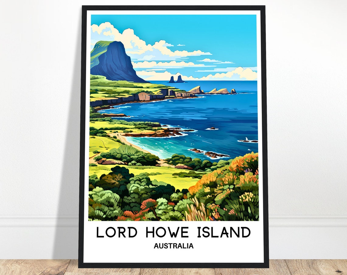 Lord Howe Island Australia Dramatic Coastal Cliffs Travel Poster